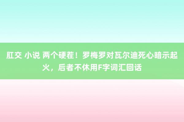 肛交 小说 两个硬茬！罗梅罗对瓦尔迪死心暗示起火，后者不休用F字词汇回话