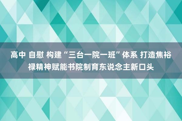 高中 自慰 构建“三台一院一班”体系 打造焦裕禄精神赋能书院制育东说念主新口头
