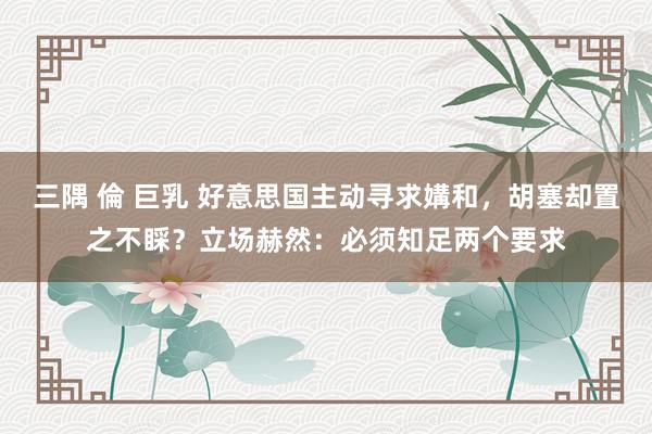 三隅 倫 巨乳 好意思国主动寻求媾和，胡塞却置之不睬？立场赫然：必须知足两个要求